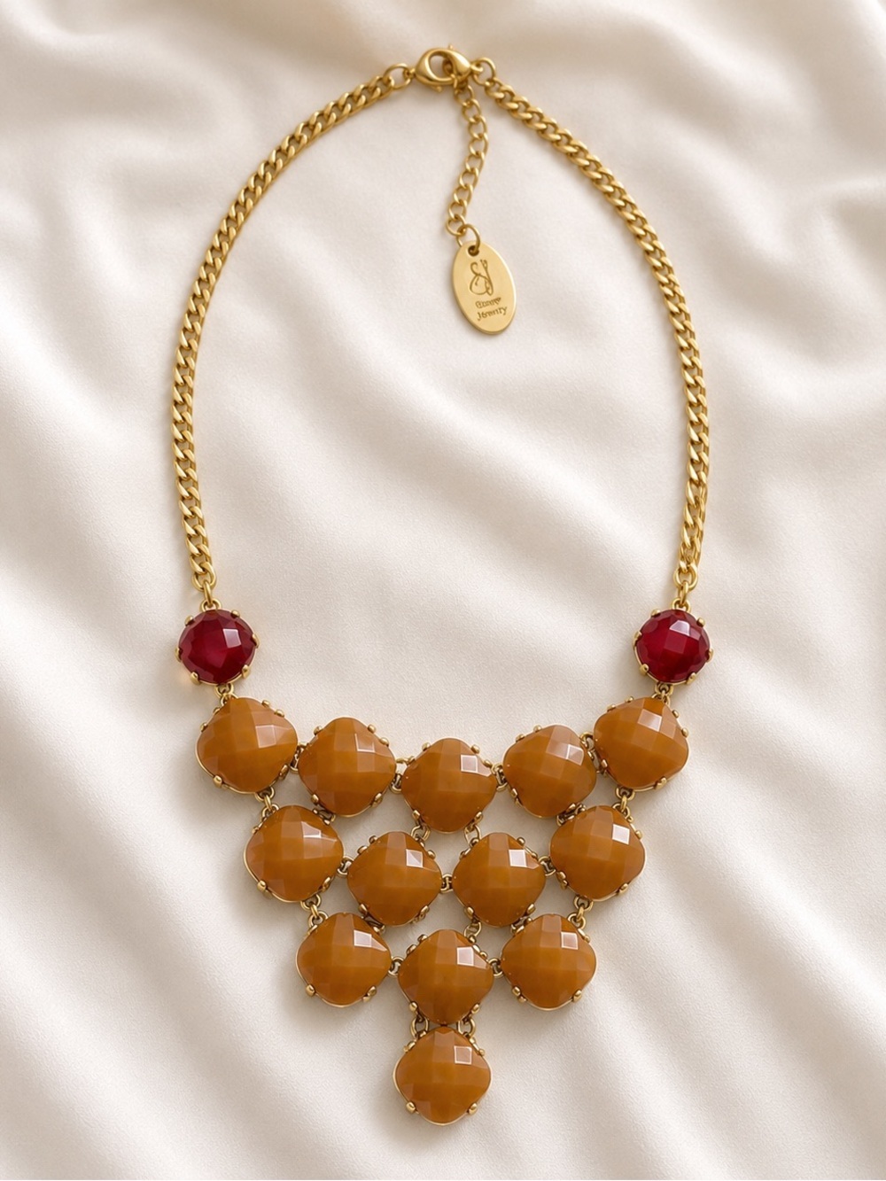 Gold and Red Statement Necklace